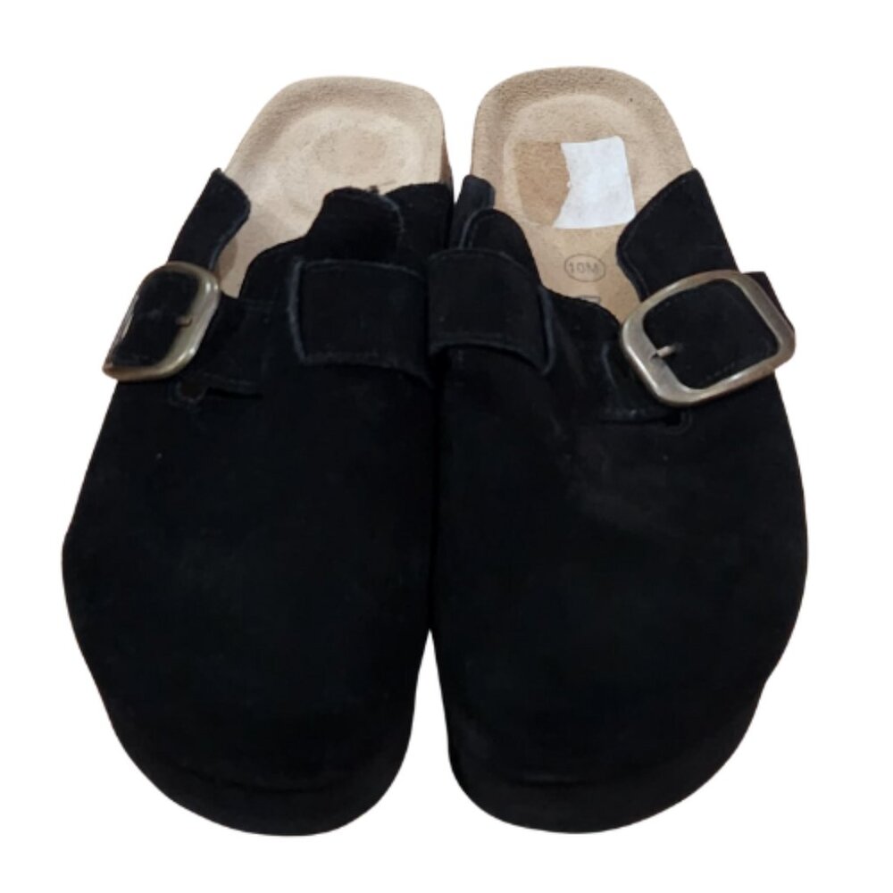 ushionare Black Wedge Slide-On Sandals